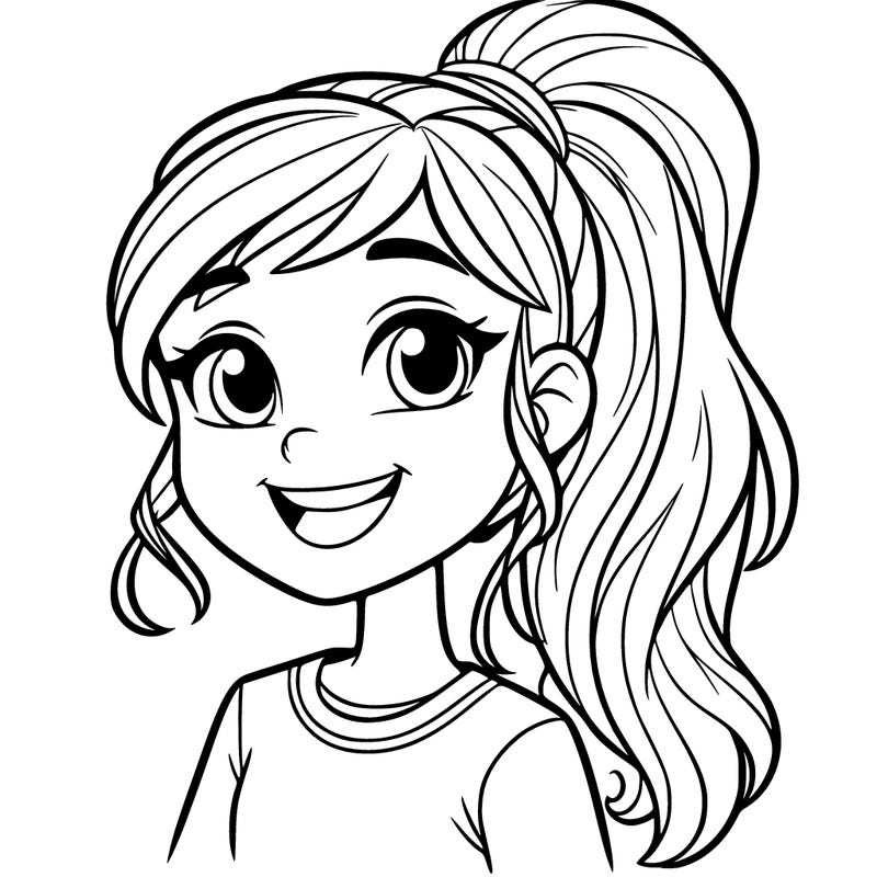 happy teenager girl with ponytail