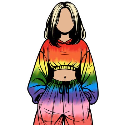 realistic girl faceless with baggy pants and a crop top