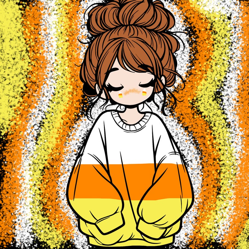 girl with baggy sweatshirt and messy bun