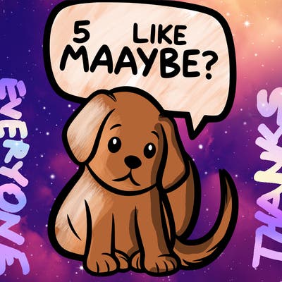a puppy that says 5 like maybe