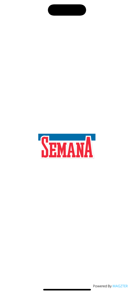 Écran de démarrage de l'application mobile Revista Semana avec logo rouge et bleu