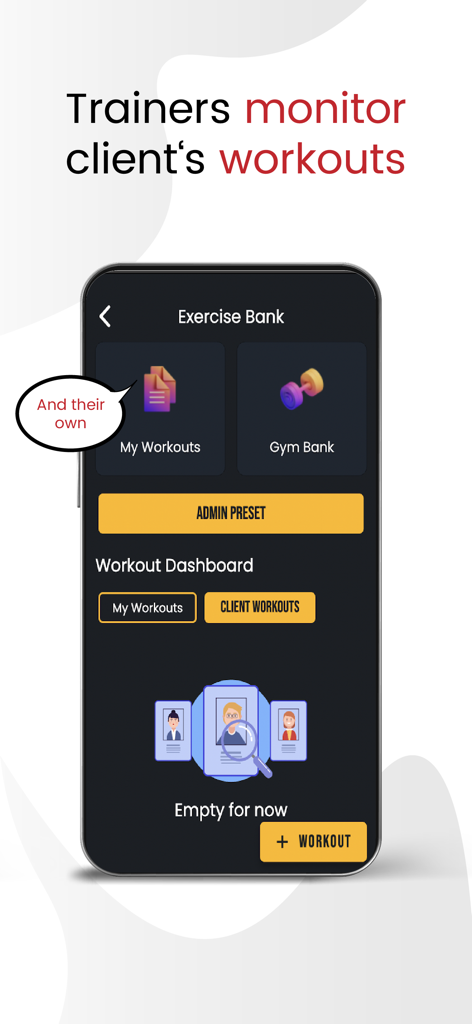 North Star Fitness - North Star Fitness app screenshot showing the trainer dashboard for monitoring client workouts and managing exercises