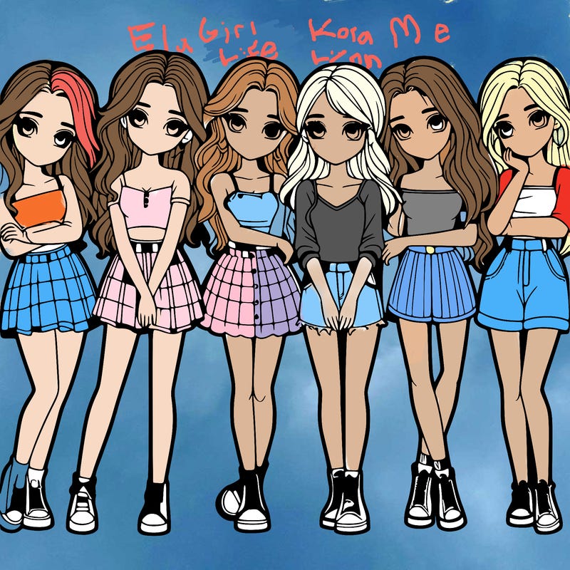 a group of girls realistic