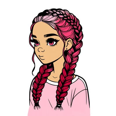 realistic girl with braids