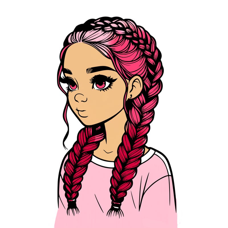 realistic girl with braids