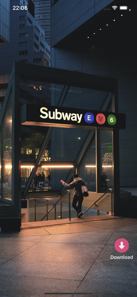 Wallpapers -Selected HD Images - A high definition urban aesthetic wallpaper of a New York City subway entrance at night for iPhone.