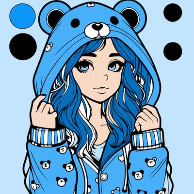 realistic girl in a animal pjs hoodie
