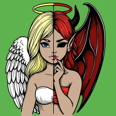 realistic angel half demon