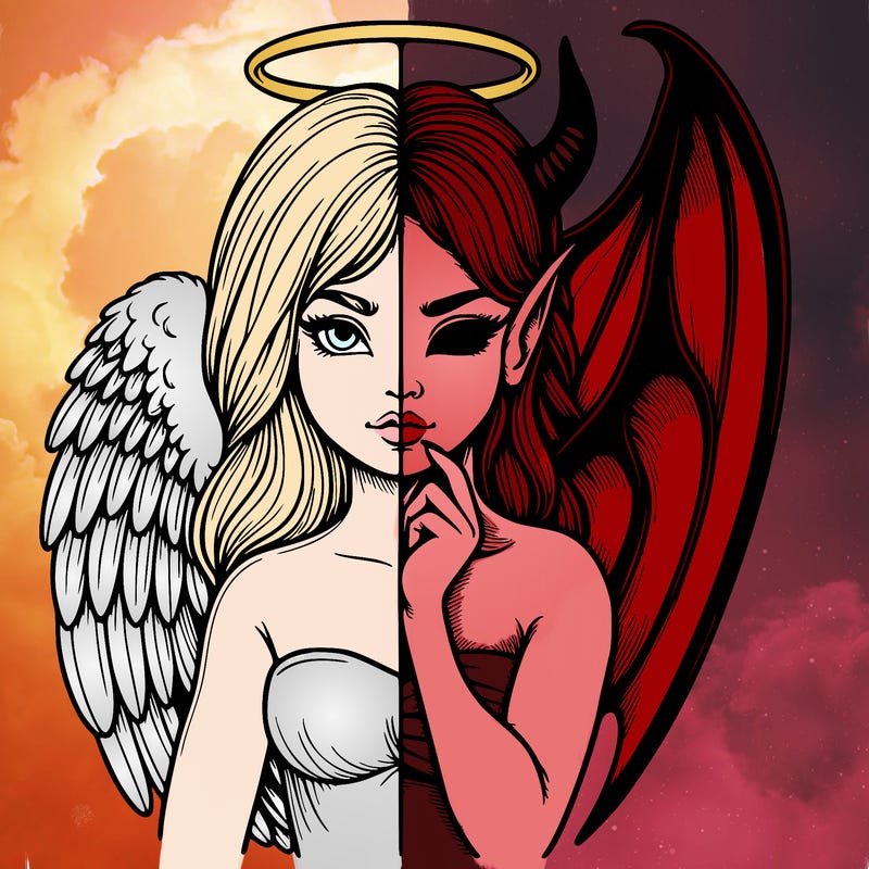 realistic angel half demon