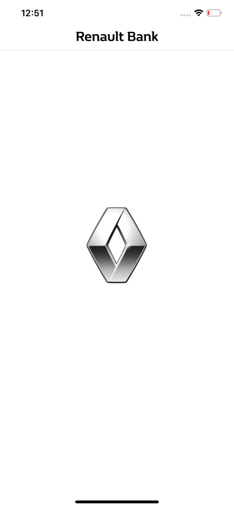 Renault Bank - Renault Bank mobile app splash screen featuring the silver diamond logo