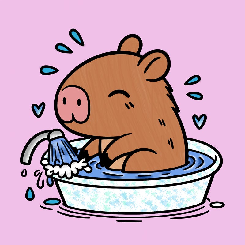 capybara taking a bath