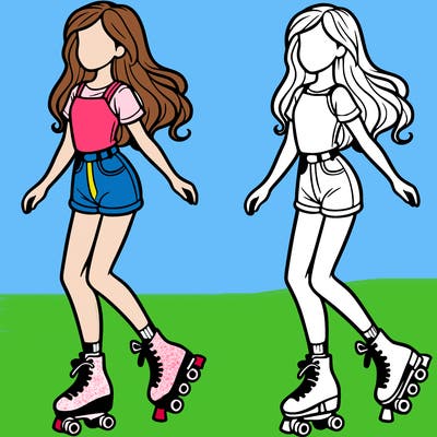 a girl in roller skates