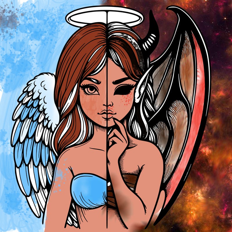 realistic angel half demon