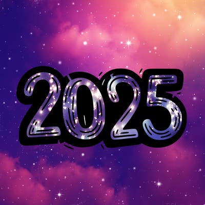 one line scrawled numbers sketch design “2025”