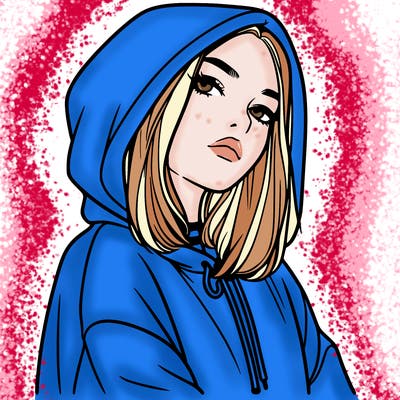 a realistic girl in a hoodie