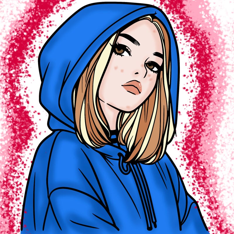 a realistic girl in a hoodie