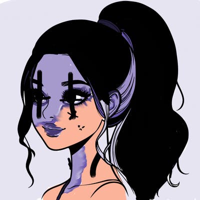 realistic girl with a high ponytail
