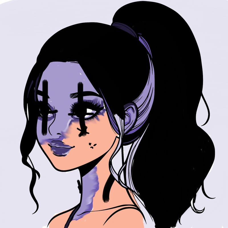 realistic girl with a high ponytail