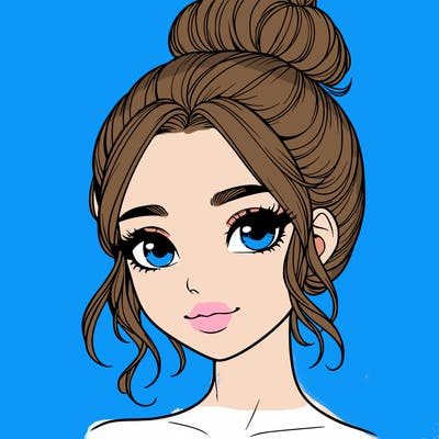 realistic pretty girl with hair in bun