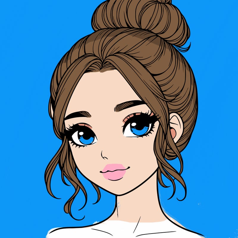 realistic pretty girl with hair in bun