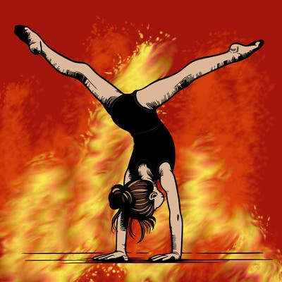 realistic gymnastic hand stand girl in four splits