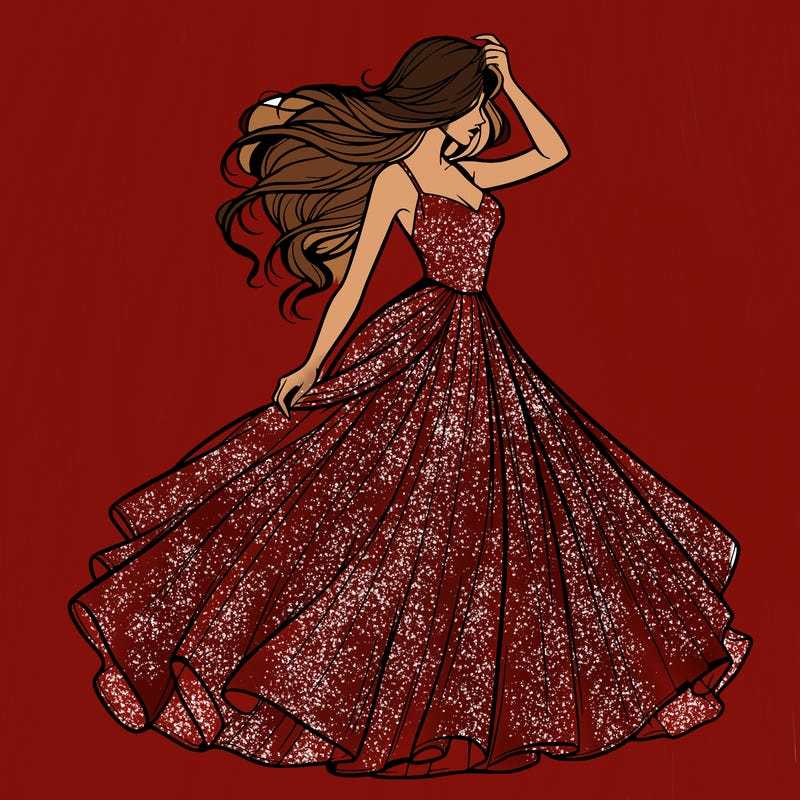 realistic woman with dress flowing in the wind