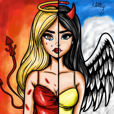devil vs angel realistic girl