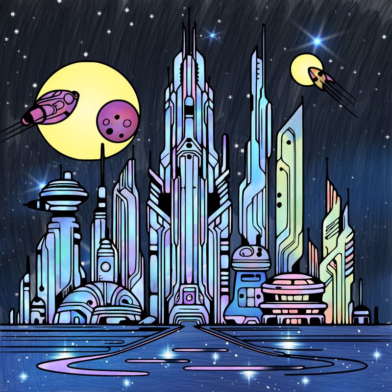 futuristic city%2c very thin lines