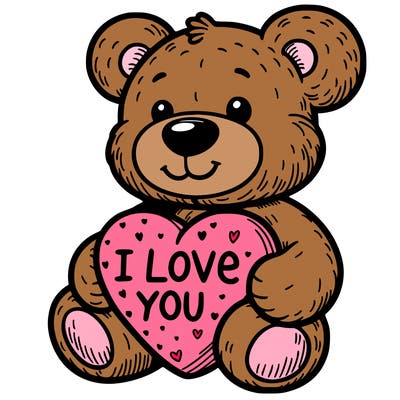 teddy bear holding an i love you heart