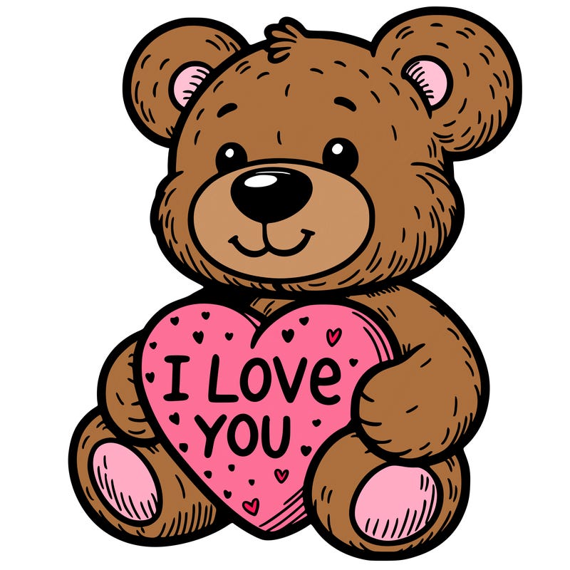 teddy bear holding an i love you heart