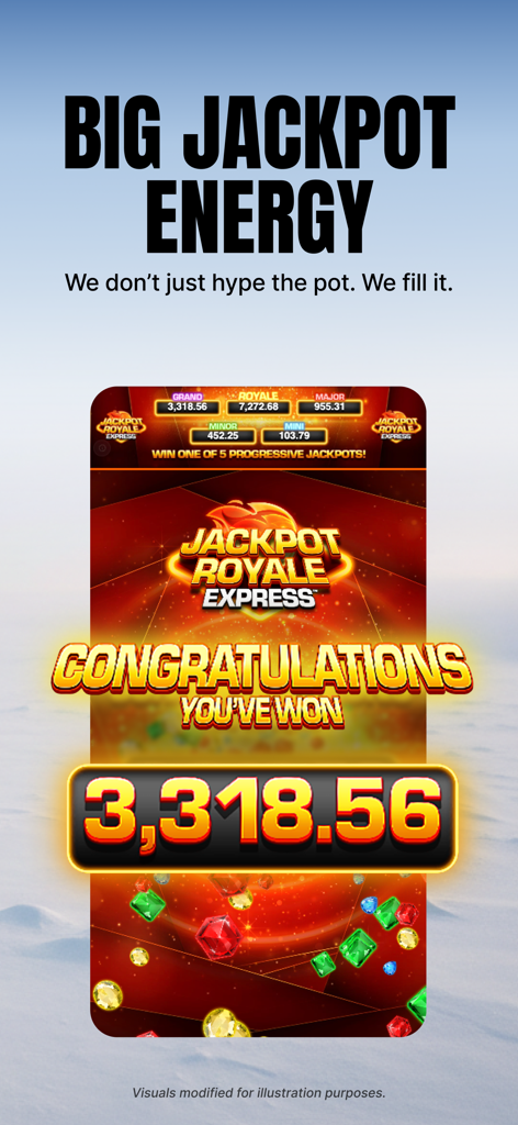 Fanatics Casino - Real Money - Fanatics Casino app screen showing a big jackpot win of over three thousand dollars on Jackpot Royale Express
