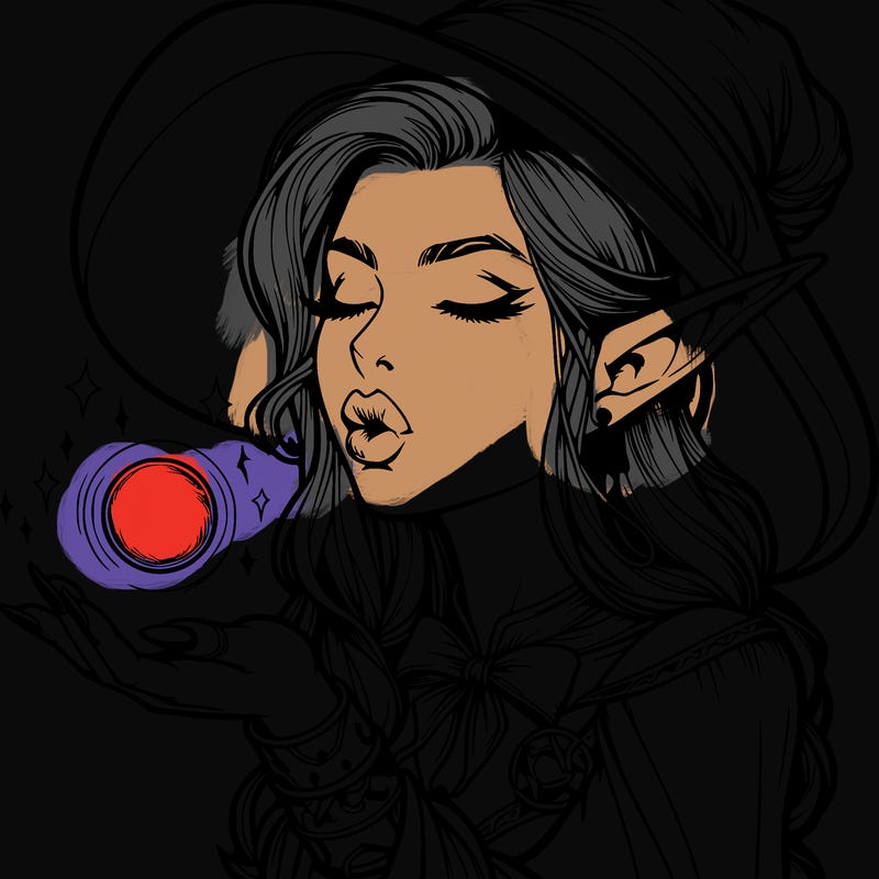 realistic elf casting a spell with lips