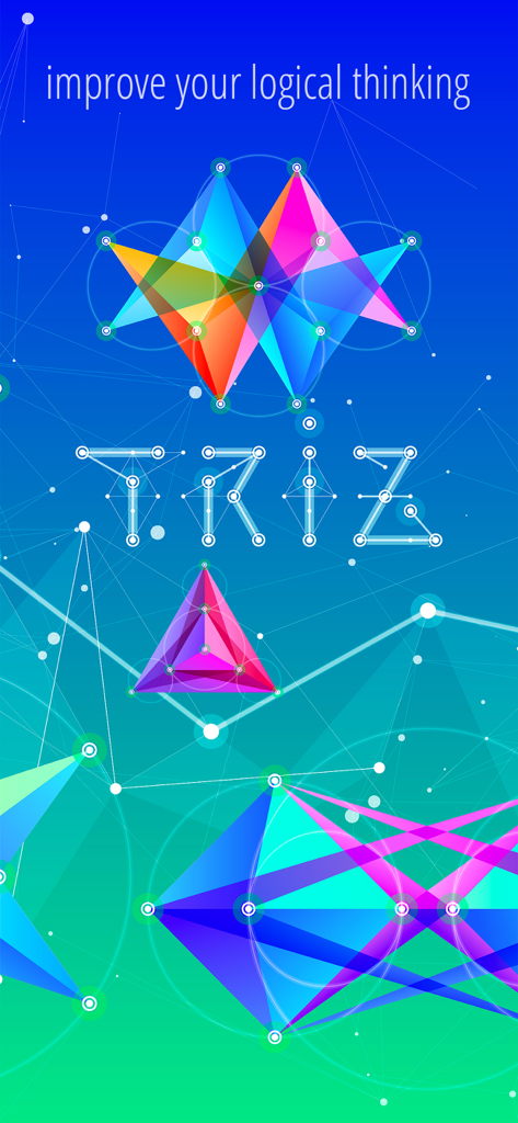TRIZ - Sacred Geometry Puzzles - TRIZ sacred geometry puzzles featuring colorful abstract shapes and logical thinking text