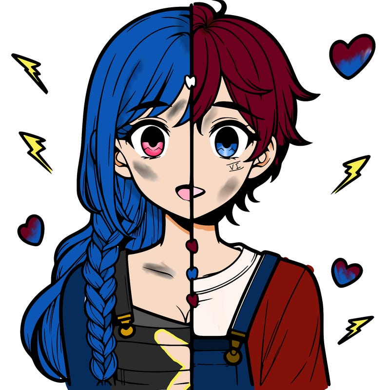 realistic girl boy split