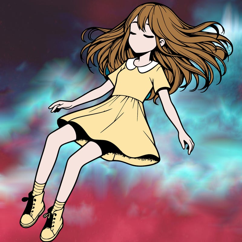 realistic girl floating