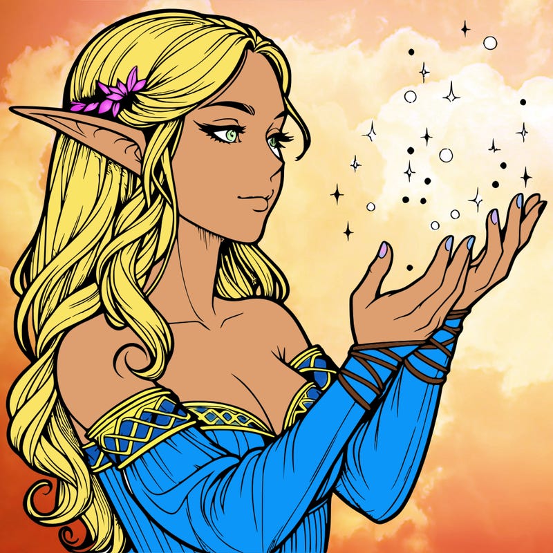 realistic elf girl doing magic