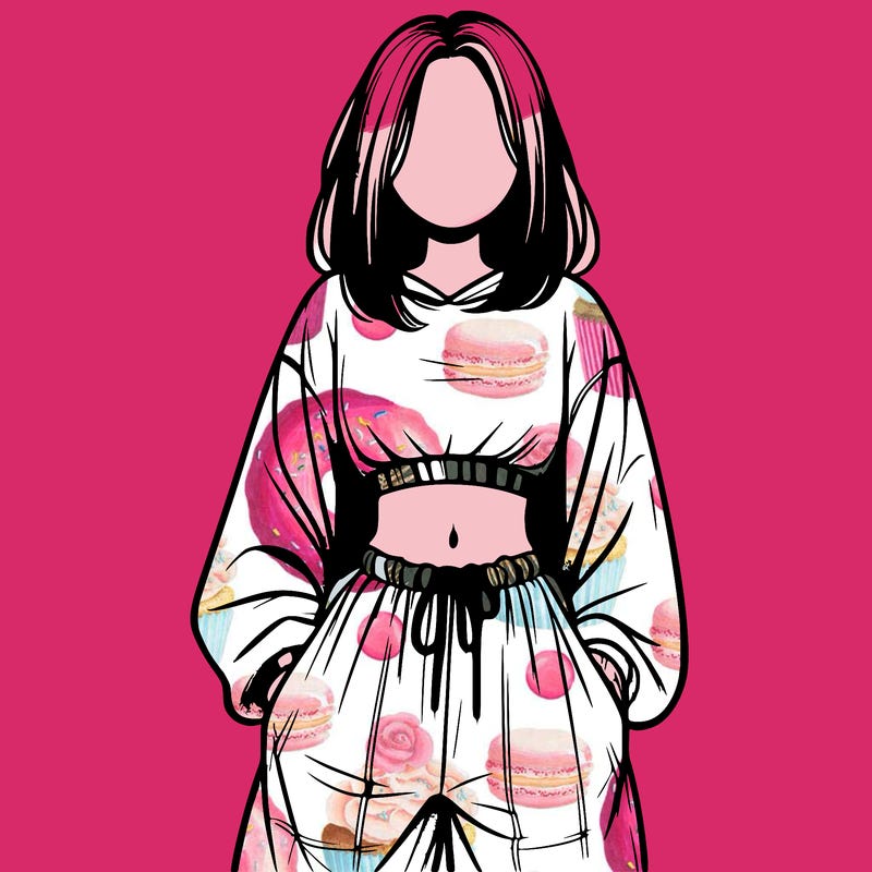 realistic girl faceless with baggy pants and a crop top