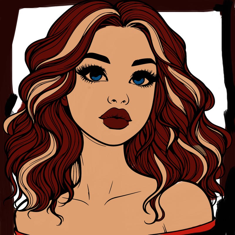 realistic girl with wavy hair and lips