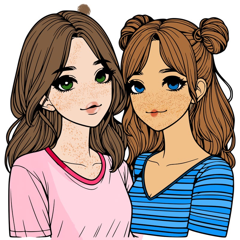 two girls realistic