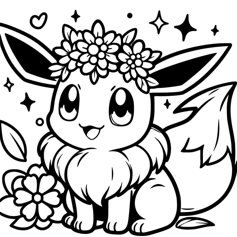 eevee pokemon with a flower crown