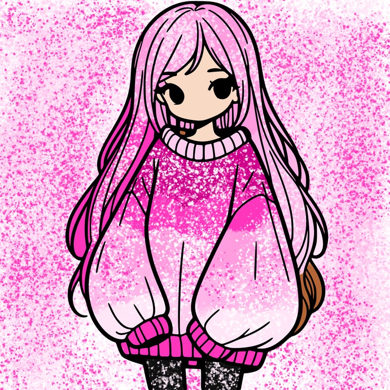 girl with long hair and is wearing an oversized sweater