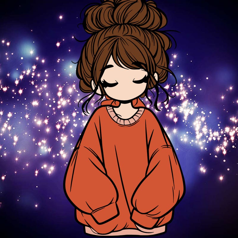 girl with baggy sweatshirt and messy bun