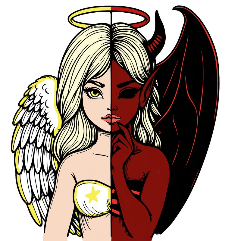 realistic angel half demon