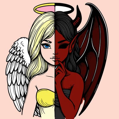 realistic angel half demon