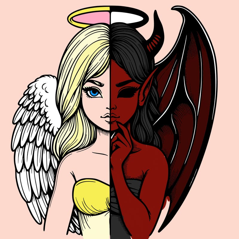 realistic angel half demon