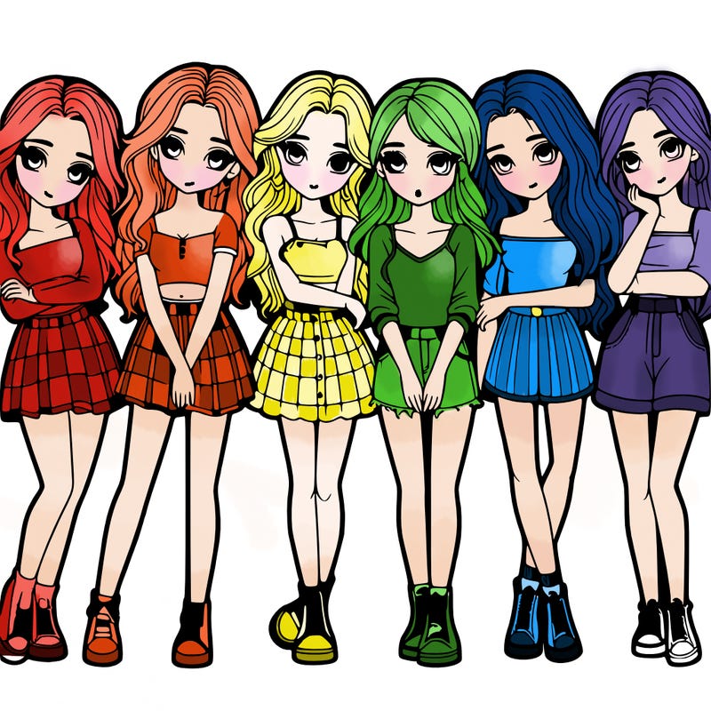 a group of girls realistic