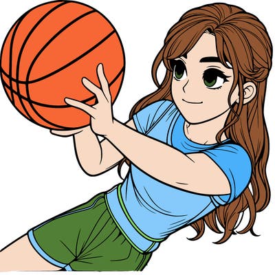 realistic girl playing basketball