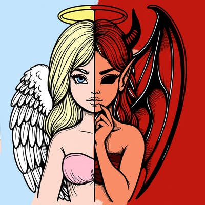 realistic angel half demon