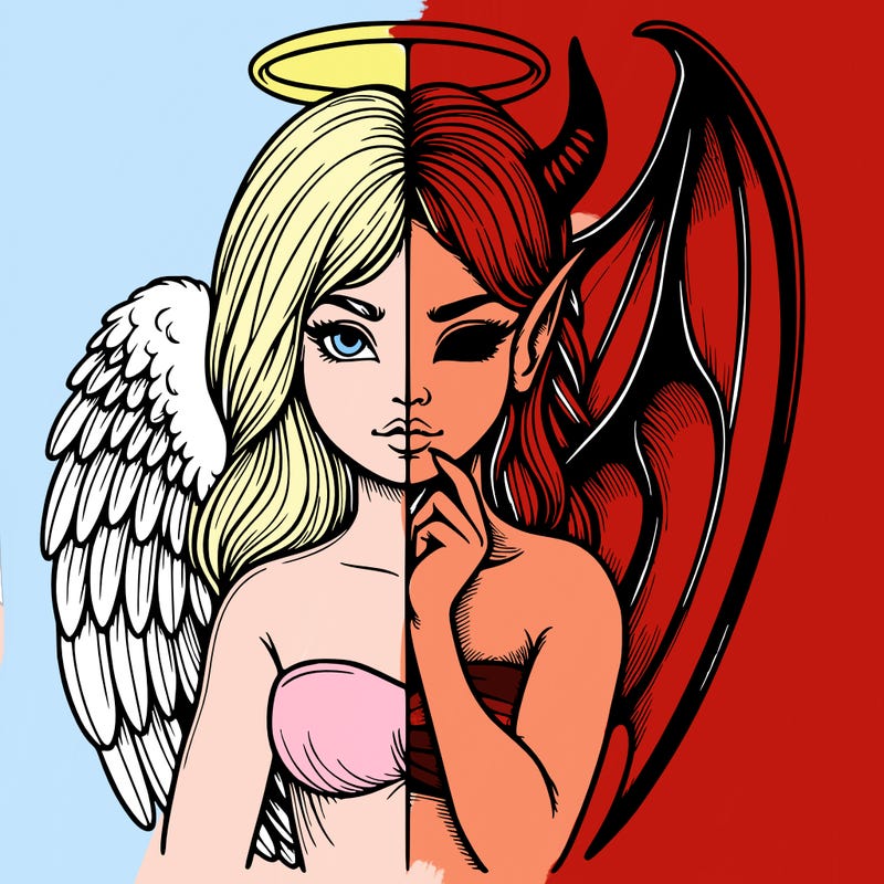 realistic angel half demon