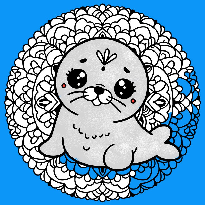 a cute baby seal mandala